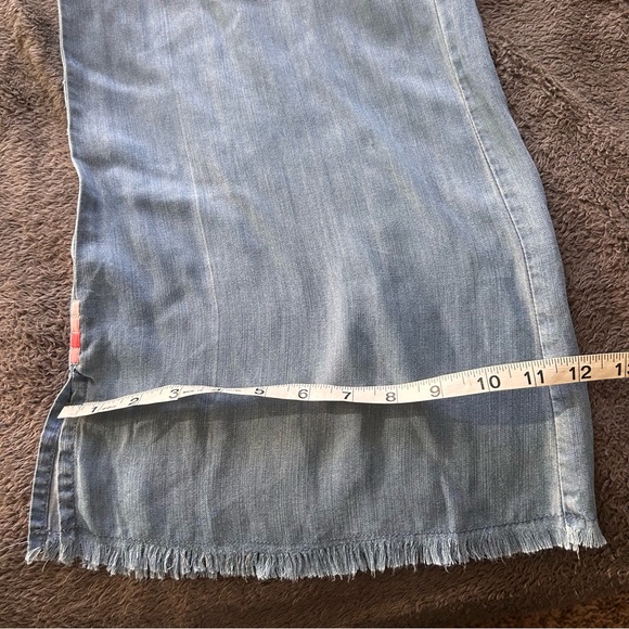 Billy T Chambray Soft Wide-Leg Crop Pants with Tie Waist  | Size Medium | Fringe - Picture 10 of 11